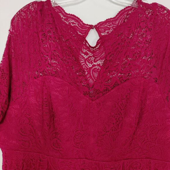 Torrid Women's Midi Dress Size 26 Red Lace Lined Party Prom Dinner Summer Date - Picture 3 of 13